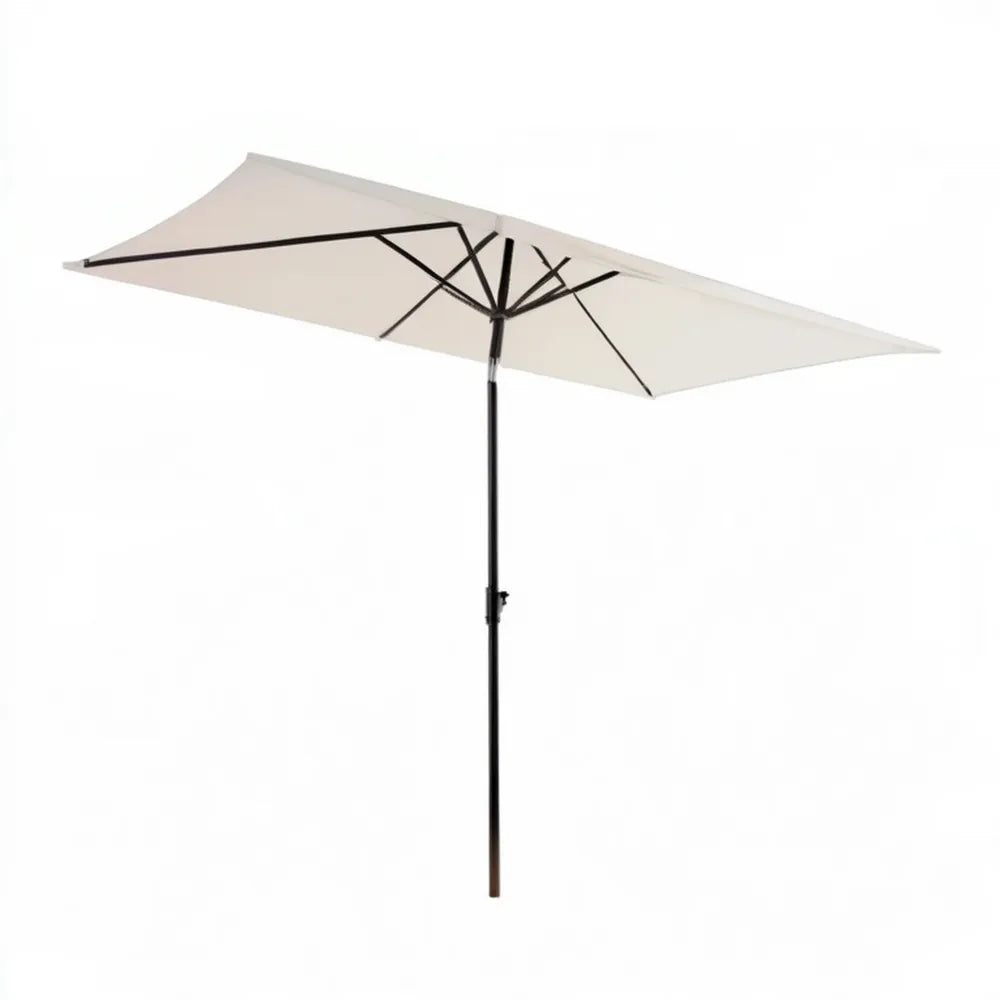 Podwójny prostokątny parasol ogrodowy beżowo-czarny 460 × 270 cm