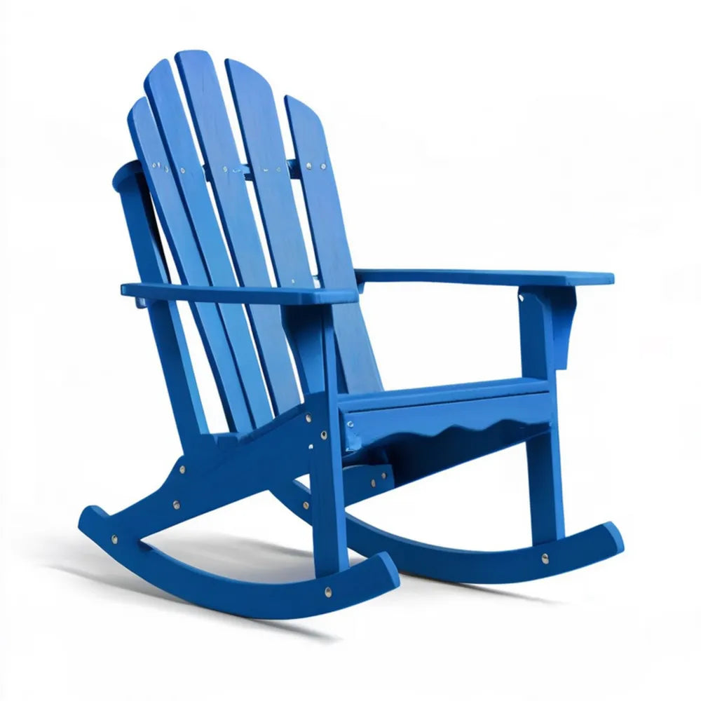 Niebieski bujany fotel Adirondack z litego drewna jodłowego 96 x 78 x 90 cm