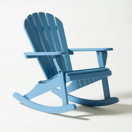 Niebieski fotel bujany Adirondack z litego drewna jodłowego 96 x 76 x 90 cm