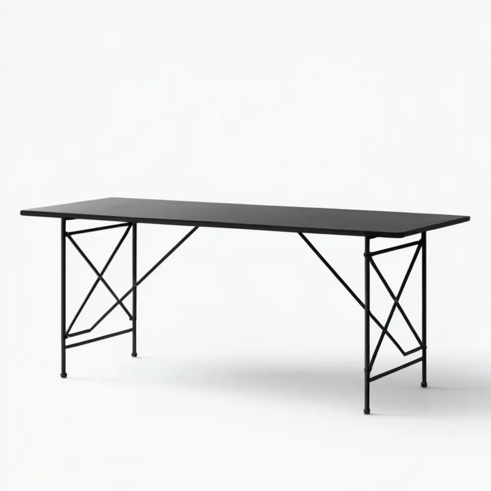 Prostokątny stół ogrodowy stalowy czarny 180 x 75 x 74 cm