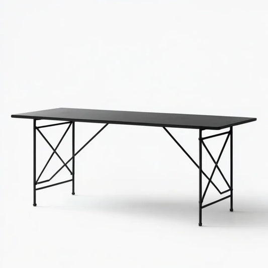Prostokątny stół ogrodowy stalowy czarny 180 x 75 x 74 cm