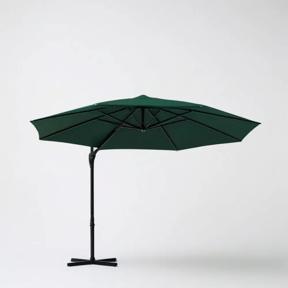 Boczny parasol ogrodowy ośmiokątny 300 cm, ciemnozielony/czarny